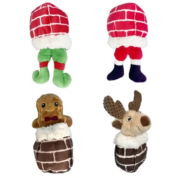 Рождественские игрушки для собак с изображением Лося Санта Клауса, Пищалка для жевания, Плюшевые игрушки для собак, Милые Кусающиеся Звуковые игрушки, Интересные товары для домашних животных