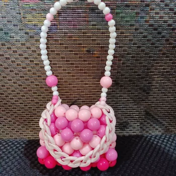 Розовая женская сумка ручной работы с бисером 2023, новая градиентная сумка для подмышек, модная женская сумка Candy Rainbow, сумка через плечо