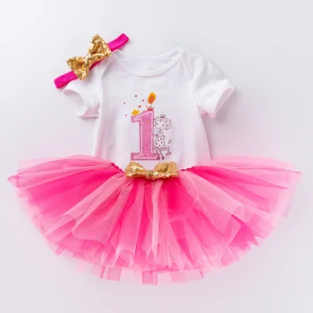Розовая юбка принцессы, костюм-тройка, комбинезон, 1-я пачка ручной работы для девочки, праздничное платье для банкета на сто дней, комплекты костюмов для новорожденных