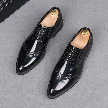 Роскошные дизайнерские мужские Черные оксфорды на плоской подошве в британском стиле со шнуровкой, Повседневная обувь для свадебного платья, обувь для вечеринок, Zapatillas Hombre