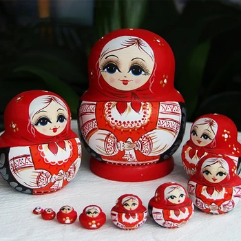 Русские 10-слойные изделия ручной работы из сухого дерева, Матрешка-гнездышко, развивающие игрушки 
