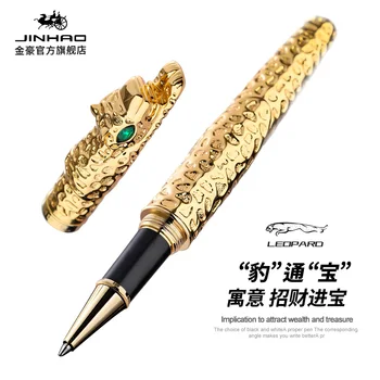 Ручка-роллер JINHAO Винтажная Цельнометаллическая Старинная Серебряная Леопардовая Роскошная ручка Green Crystal Eyes Канцелярские принадлежности 2 цвета