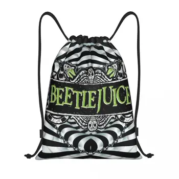 Рюкзак на шнурке из фильма ужасов Beetlejuice Для женщин и мужчин, спортивный рюкзак для спортзала, портативная сумка для тренировок в стиле Тима Бертона, сумка