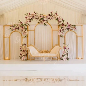 Свадебная арка с цветочной аркой, декоративный фон для сцены, Металлическая ферменная арка, декоративный фон, реквизит