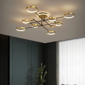 Светодиодная современная люстра для гостиной спальни Golden Nordic Decor Лампы внутреннего освещения Светильники Luminaria Lustres