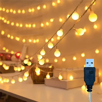 Светодиодные гирлянды-глобусы USB Fairy String Light 50 светодиодов, подключаемый декор для вечеринки в помещении на открытом воздухе, свадьбы, Рождественской елки, сада