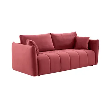 Секционный диван, 3-местный диван с 3 подушками для гостиной, Бархатный для спальни, Винно-красный для гостиной
