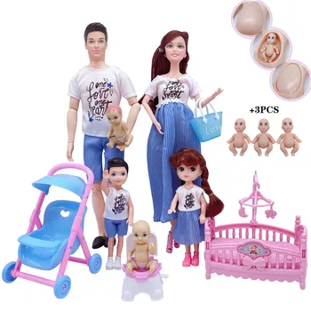 Семейные куклы, аксессуары для колясок, кукла для беременных, Кукла для новорожденных, Кен/ Мама / Дети, игрушки для ролевых игр Для девочек, Подарки