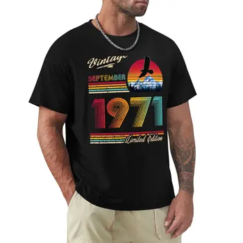 Сентябрь 1971, футболка на день рождения для мальчика, футболки спортивного фаната, черные футболки для мужчин