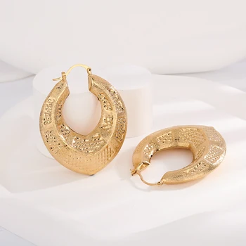 Серьги-кольца для женщин, тренд 2023, Медные украшения в африканском нигерийском стиле, золотые серьги для вечеринки, свадьбы