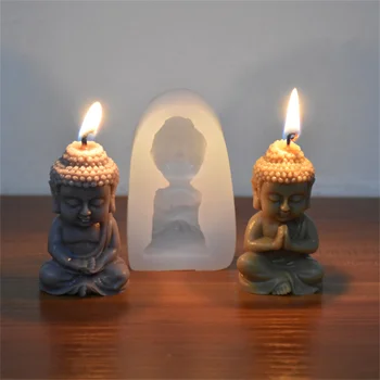 Силиконовая форма для свечей Mini 3D Buddha для Фестиваля Будды Амитабхи, Изготовление подарков, Форма для Благовоний, Форма Будды, Украшения для Мыла ручной работы своими руками