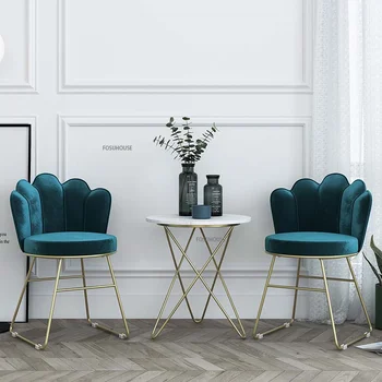 Скандинавские бархатные стулья для гостиной, мебель для гостиной, простая небольшая квартира, односпальный диван, стул для макияжа, табурет для спальни