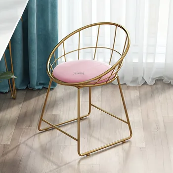 Скандинавские стулья со спинкой для отдыха, легкая роскошная фланелевая мебель для спальни, Пуфики, табурет для макияжа, Современный обеденный табурет, стул для ногтей