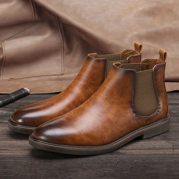 Совершенно Новая мужская Кожаная повседневная обувь для мужчин, дизайнерские модельные туфли в британском стиле, модные ботинки Челси с острым носком