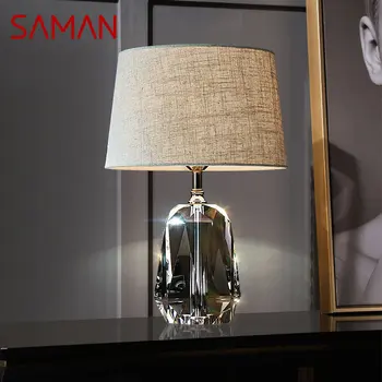 Современная роскошная хрустальная настольная лампа SAMAN, настольные лампы со светодиодной подсветкой, креативный декор для дома, гостиной, спальни, прикроватной тумбочки