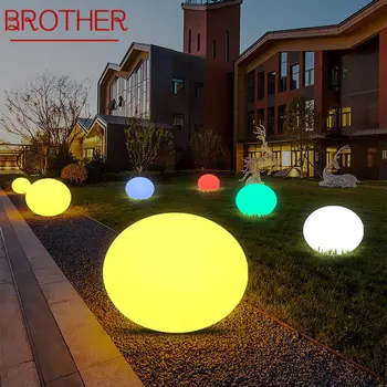 Современный белый газонный светильник BROTHER, водонепроницаемый IP65, наружные круглые светодиодные фонари 16 цветов для украшения сада и парка