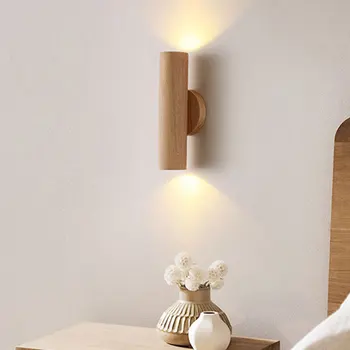 Современный светодиодный настенный светильник для гостиной Прикроватной тумбочки спальни Деревянного дизайна Декора лестницы прохода Зоны отдыха Фонового освещения фермерского дома