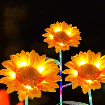 Солнечные садовые фонари, уличный светильник с подсолнухом, светодиодная лампа для газона с хризантемой, украшение сада во внутреннем дворе, Наружное ландшафтное освещение