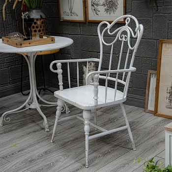 Сочетание железного стола и стула в американском ретро стиле, стул со спинкой в стиле Старого дома, журнальный столик, Садовый уличный повседневный стул, мебель для патио