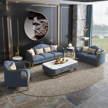 Сочетание современного роскошного тканевого дивана для гостиной с простой тканью 123 Nordic без стирки, изготовленной по нанотехнологиям