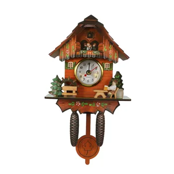 Старинные деревянные настенные часы Bird Time Swing Alarm Watch Home Art Decor 006
