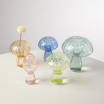Стеклянные вазы для цветов с грибами Прозрачные Гидропонные бутылки Креативные Стаканы для растений Украшение Вазонов Украшение домашнего рабочего стола