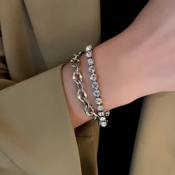 Стильный двухслойный браслет для женщин, аксессуар-цепочка на запястье