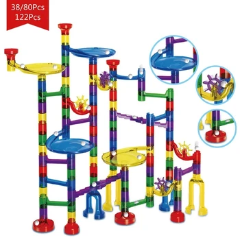 Строительные блоки Track Pipe для детей, шариковая цепь, мраморная гонка, шарики-лабиринт, развивающие игрушки, подарок для детей, Двухслойные блоки DIY