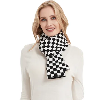 Студенческий шарф в черно-белую клетку для женщин и мужчин осенью и зимой 2023 года Оптом Jh85