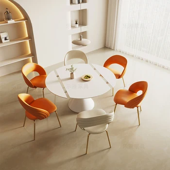 Стулья для гостиной и столовой Со спинкой в скандинавском стиле, Минималистичные кухонные стулья, роскошные металлические предметы мебели для дома El Hogar