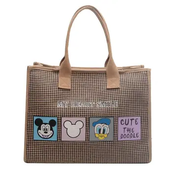Сумка через плечо с Микки Маусом от Disney, осенне-зимняя сумка для покупок, женская новая сумка для хранения, холщовая сумка-тоут