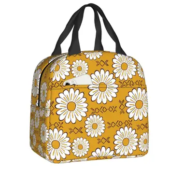 Сумки для ланча с цветочным утеплением Harry Sunflower, женские сумки для ланча в стиле хиппи в стиле поп-арт с цветочным рисунком, коробка для хранения продуктов для пикника на открытом воздухе