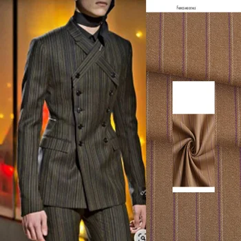 Сшитый на заказ блейзер в полоску 21 #, брюки из 2 предметов, куртка, брюки, мужской костюм, одежда для званого ужина, мужская свадебная одежда, коричневая пуговица