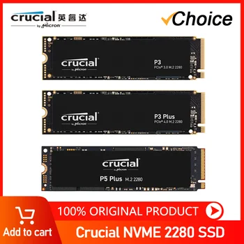 Твердотельный накопитель Crucial P3/P3 PLUS /P5 PLUS 500 ГБ, 1 ТБ, 2 ТБ, 4 ТБ PCIe 4.0 3D NAND NVMe M.2, скорость чтения увеличена до 3500 МБ/с, оригинальный и новый