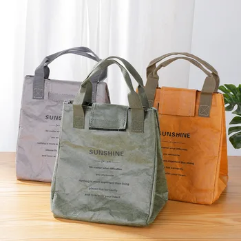 Термоизоляционная сумка, моющаяся крафт-сумка для пикника на работу, может быть изготовлена из бумаги DuPont, сумки для хранения, пакеты со льдом
