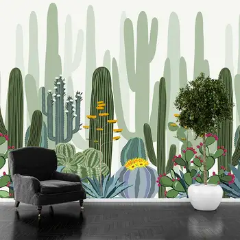 Тропические растения Скандинавский кактус 3D цветы гостиная спальня на заказ самоклеящиеся обои фреска