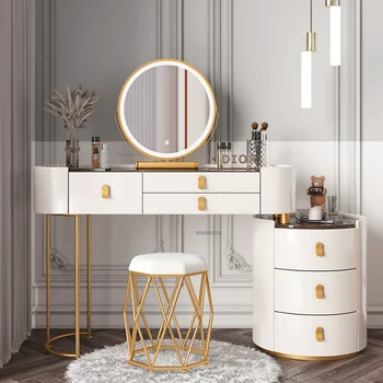 Туалетный столик для макияжа из белого скандинавского дерева с зеркалом, туалетный столик, комоды для спальни, роскошный туалетный столик, мебель для спальни, HY