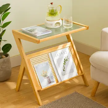 Угловой чайный столик прикроватная тумбочка диван приставной столик семейный маленький уголок со стеклянной мебелью журнальный столик для гостиной