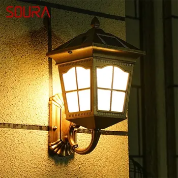 Уличные солнечные настенные бра SOURA Light LED Водонепроницаемая современная лампа IP65 для украшения крыльца дома