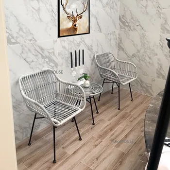 Уличный стул из скандинавского ротанга для современного дома, балкона, Комбинированный набор из трех предметов, Садовая мебель для внутреннего двора, Пляжный стул