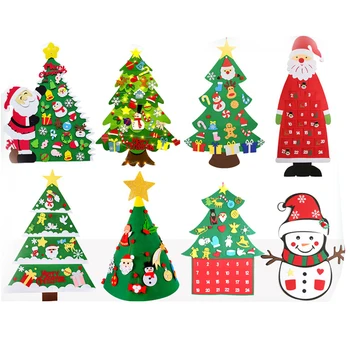 Фетровая Рождественская елка Navidad 2023 Новогодние подарки Сделай САМ Санта Клаус Новогодняя елка Веселые Рождественские украшения для домашней вечеринки лампа