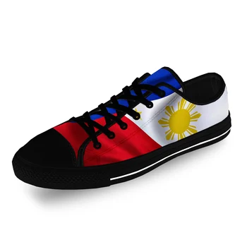 Флаг Филиппин Модная популярная повседневная ткань с 3D принтом, парусиновая обувь с низким берцем, мужские и женские легкие дышащие кроссовки