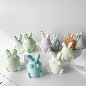 Форма для свечей с геометрическими пасхальными яйцами 3D, сделай сам, Форма для свечей для ароматерапии в виде кролика, Украшение, Подарок