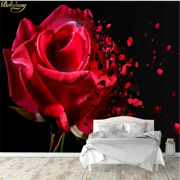 Фотообои beibehang на заказ, Романтическая красная роза, телевизор в гостиной, Романтическая Красная роза, фон для телевизора, обои для стен