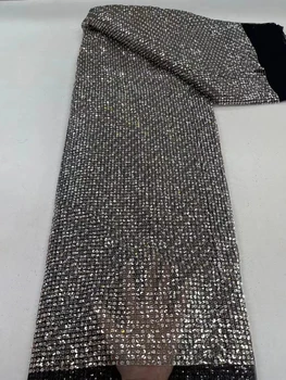 Французская кружевная ткань с блестками для вечернего платья, тюль, африканская кружевная ткань 2023, высококачественный Нигерийский кружевной материал с блестками