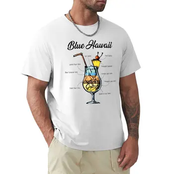 Футболка с рецептом коктейля Blue Hawaii, короткая эстетичная одежда, винтажная одежда, облегающие футболки для мужчин