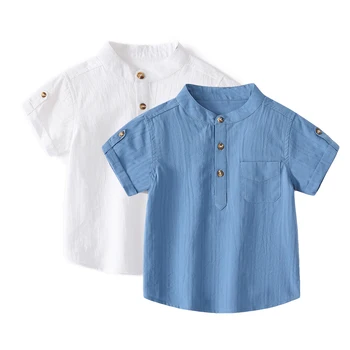 Хлопковая футболка для мальчиков, детские летние топы с короткими рукавами, футболка с круглым вырезом, детская одежда для 2-6 лет