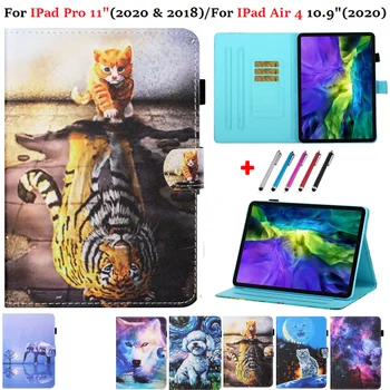 Чехол Для iPad Pro 11 2020 Case 2018 Tiger Wolf Animal Tablet Funda для iPad Air 4 Case Чехол из Искусственной кожи для iPad Air 2020 10.9