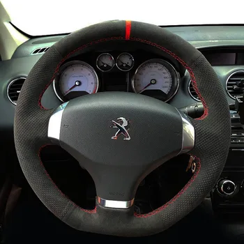 Чехол на руль автомобиля, оплетка, замша для Peugeot 408 2013, Чехол на руль, обертывание, Аксессуары для салона автомобиля