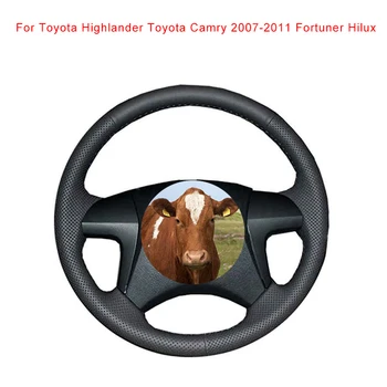 Чехол рулевого колеса автомобиля из воловьей кожи своими руками для Toyota Highlander Toyota Camry 2007-2011 Fortuner Hilux